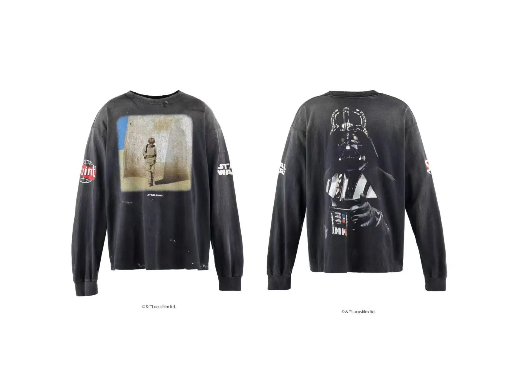 Spot ST440 style washed gray P178 Saint Michael joint Starwars Star Wars 25SS distressed short-sleeved T-shirt size S-M-L-XL